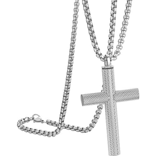 BONISKISS Men Necklaces Free Open Classic Cross Pendant Chain Necklace Man Suspension Choke Jewelry 316L Stainless Steel Bijoux