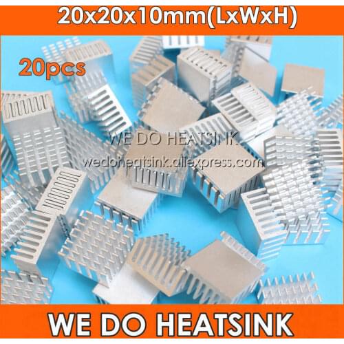 WE DO HEATSINK 20pcs 20x20x10mm CPU Aluminum Heatsink Cooler For BGA Packages and PC