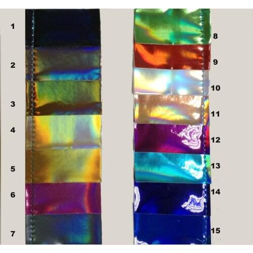 2015 New Radium film special fabrics colorful holographic faux PU leather fabric material tela cuero laser leather
