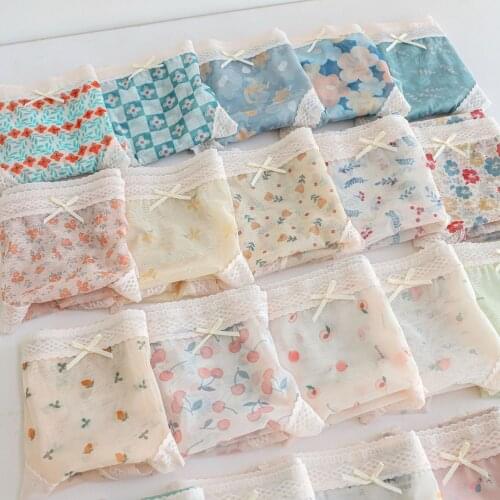 New delivery Panties Underwear Teenage Girl Gas Free Shipping bow 3pc/lot Fashion Sexy Lace Briefs Ladies Young students