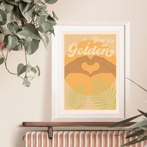 Driving In The Sun Retro Poster You're So Golden Lyrics Art Print Quote Boho Canvas Painting Modern Wall Picture Bedroom Decor