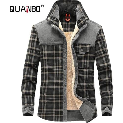 Winter fleece men for long sleeve shirt 2020 new thick warm plaid casual button up shirt business casual brand clothing