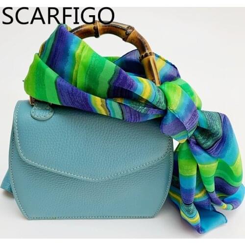 SCARFIGO 100% Silk Scarf For Women Stripe Hijab Big Long Women Scarves Shawl For Ladies Handkerchief Аксессуары для сумок