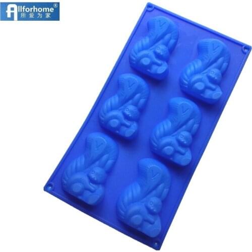 6 Squirrels Silicone Cake Baking Pan Muffin Cup Soap DIY Mould Biscuit Chocolate Mold Cake Pan Cupcake Baking Tray Muffin Pan