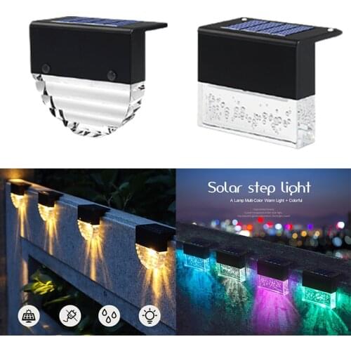 LED Solar Stair Lamp Outdoor Waterproof Warm RGB Garden Pathway Yard Patio Stairs Steps Fence Lamps Solar Decoration Light