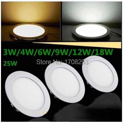 Ultra thin design 3W / 6W / 9W / 12W / 15W /18W/25W 30pcs LED dimmable ceiling recessed grid downlight / slim round panel light