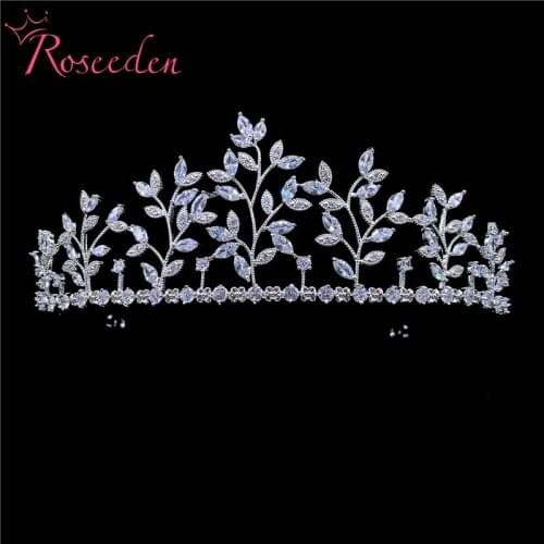 Sparkling CZ Cubic Zirconia Wedding Bridal Branch Tiara Diadem Crown Women Prom Hair Jewelry Accessories Jewelry RE3646