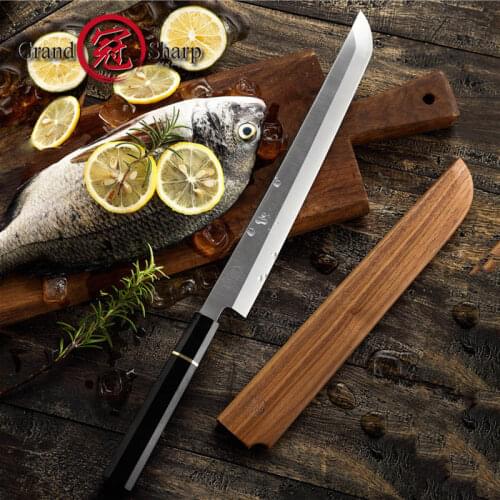 Grandsharp Sakimaru Knife Japanese Kitchen Knives Chef Cokking Tool Sushi Sashimi Knife Wooden Gift Box Saya Scabbard Mini Sword