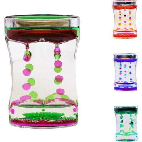 Funny Stress Relief Acrylic Hourglass Timer Liquid Oil Hourglass oil drip hourglass Motion Bubbler Floating Liquid Oil Kids Toy