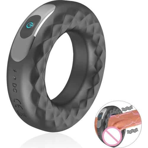 Vibrating Penis Ring Silicone Cock Ring Delay Ejaculation Erection Lock Ring Penis Vibrator Long Lasting Erotic Sex Toys for Men