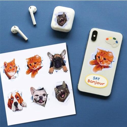 Cat Animal 5D DIY Diamond Painting Kits for Kids Dog Pattern Paint with Diamonds by Numbers DIY Mosaic Wall Stickers Decor Phone