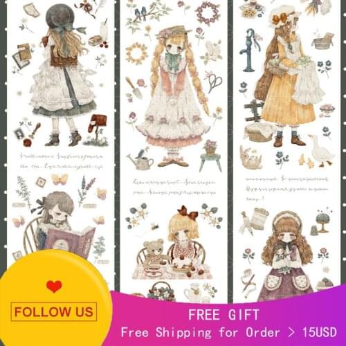 1 Loop Masking Tape Sample Shop Floating Cultural Creative Walk Forest European Lovely Little Girl Journal