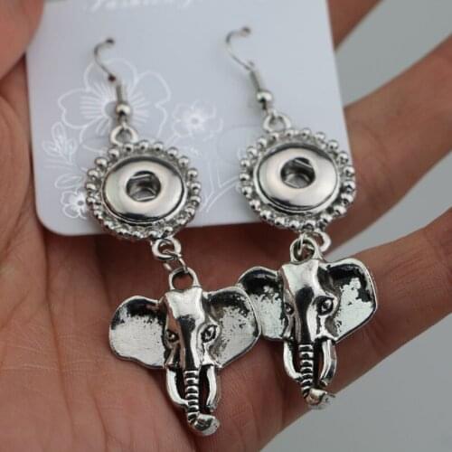19styles to choose! Diy Snap Jewelry New Cute Elephant Earrings For Women Animal Drop Earrings Lucky 12mm Button Snap Earring