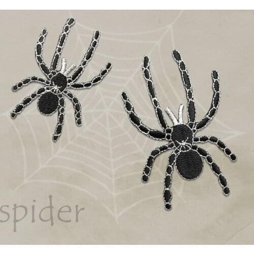 2Pcs/Set Spider Patch Embroidery Patches For Clothing Animal Iron On Patches On Clothes Sticker