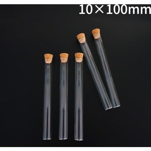 24pcs/lot 10x100mm Flat Bottom Glass Test Tube With Cork For School Lab