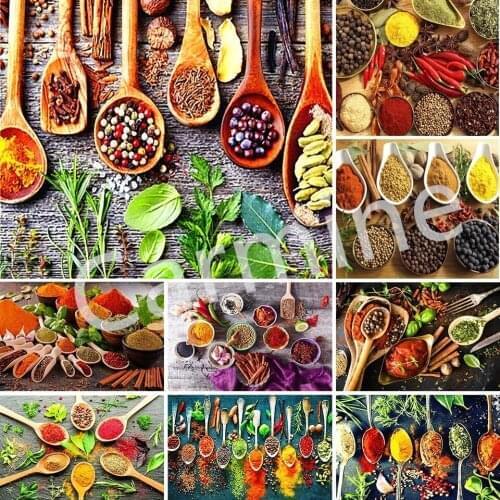 5D DIY Diamond Painting Kitchen Spices Cross Stitch Embroidery Homemade Mosaic Art Full Round&Square Drill Home Decoration GIft
