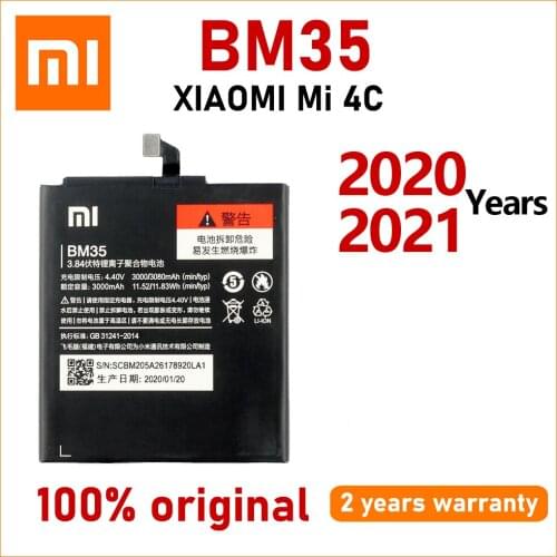 Xiao Mi New 100% Original 3080mAh BM35 Phone Battery For Xiaomi MI 4C MI4C In Stock Batteries Bateria