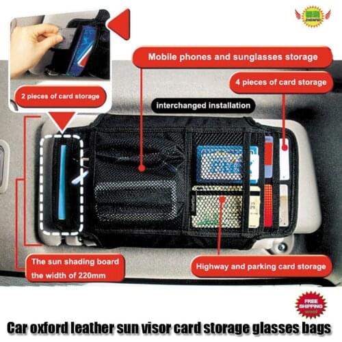 Car sun visor storage bags auto accessories in the car styling Universal Portable sun visor Phone Pen Key storage pockets holder