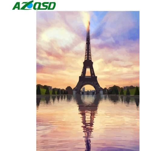 AZQSD Tower Paint By Numbers For Adults Landscape Modern Art Diy Picture Oil Painting By Numbers Scenery Home Decor Unframed