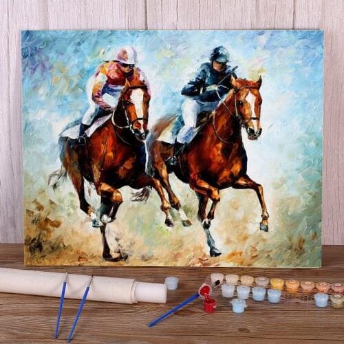 Close Race Painting By Numbers Set Oil Paints 40*50 Canvas Pictures Home Decoration For Wholesale