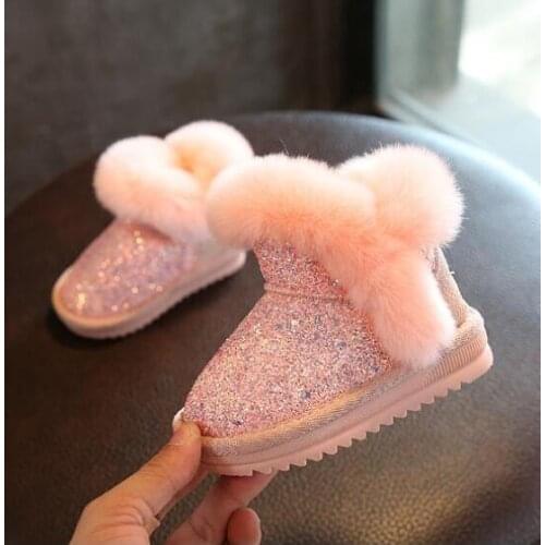 2020 Winter Kids Fashion snow boots thick Child Genuine Leather warm plush soft bottom baby girls boots winter ski boot for baby