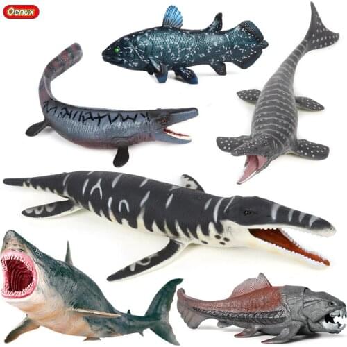 Oenux Prehistoric Sea Life Animal Megalodon Dunkleosteus Terrelli Fish Action Figure Plesiosaurus Dinosaur Model Collection Toy