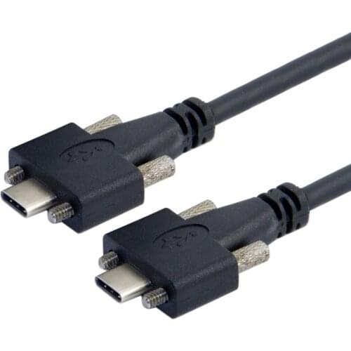Cablecc USB 3.1 Type-C Dual M2 Screws Locking to Locking USB-C 10Gbps Data Cable Panel Mount Type