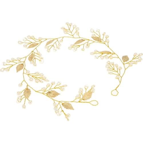 Elegant Pearl Crystal Leaf Hair Jewelry Bridal Tiaras Wedding Hair Accessories Headdress Headbands for Girls Party Hair Jewelry