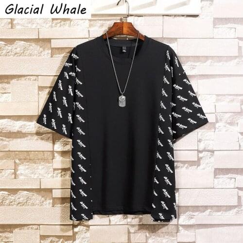 GlacialWhale Mens T-shirt Men 2021 Summer Tops Patchwork Cotton T-shirts Japanese Streetwear Hip Hop Oversized T Shirt For Men
