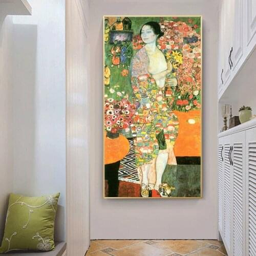 Famous Painting The Dancer By Gustav Klimt Nude Woman Canvas Painting Posters and Prints Wall Art Pictures for Living Room