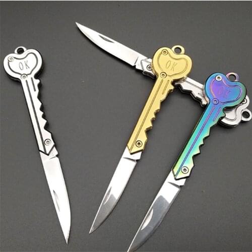 Outdoor Mini Utility Pocket Portable Key Knife Paper Wood Cutter School Office Supply Stationery Letter Opener Keychain EDC Tool