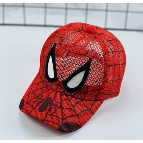 Classic Cartoon Embroidery Spider Childrens Baseball Cap Boys Girls Summer Casual Breathable Sunscreen Baby Mesh Cap Hat