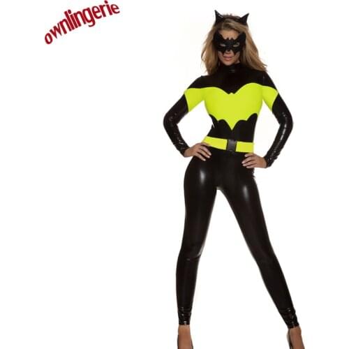 Free Shipping Batgirl costume Female Costume Rudding Faux Leather Full body batwoman suit cosplay costume
