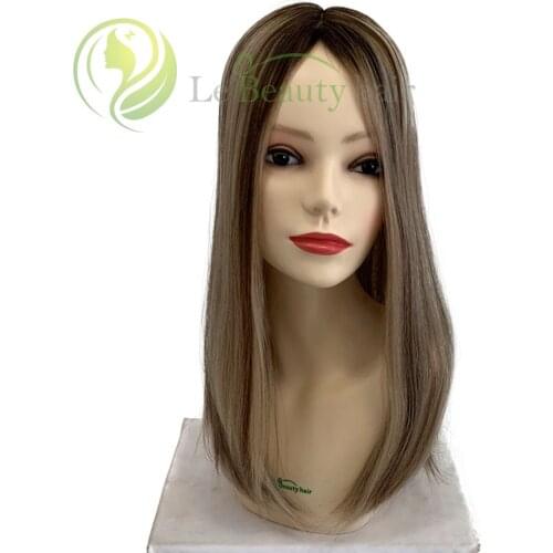 Le Beauty Hair Silk Base Top Jewish Wig Kosher Wigs Toppers European Virgin Hair Ashy Color Silk Top Topper For Jewish Women