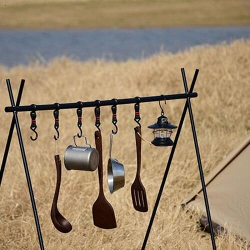 Lightweight Exterior Folding Camping Shelf Aluminum Alloy Clothes Storage Hanger Cookware Eequipment Hanging Rack FK88