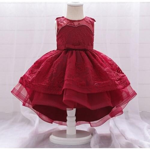 2021 Summer Toddler First Birthday Dress For Baby Girl Clothes Wedding Dress Princess Dresses Party Beading Clothing 3-24 Month