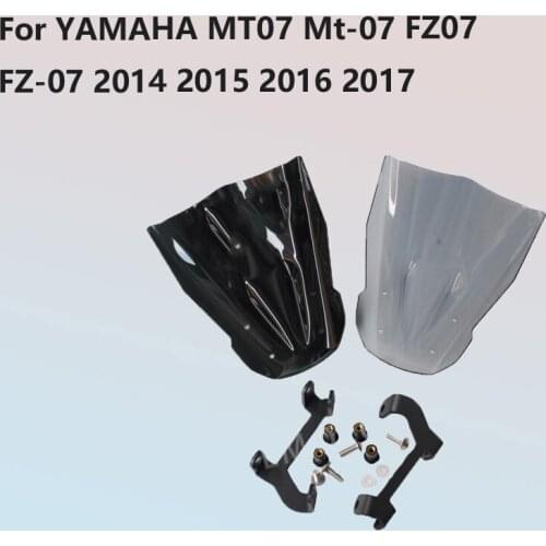 Motorcycle Sport Windshield Windscreen Shield Screen with Mounting Bracket For YAMAHA MT07 Mt-07 FZ07 FZ-07 2014 2015 2016 2017