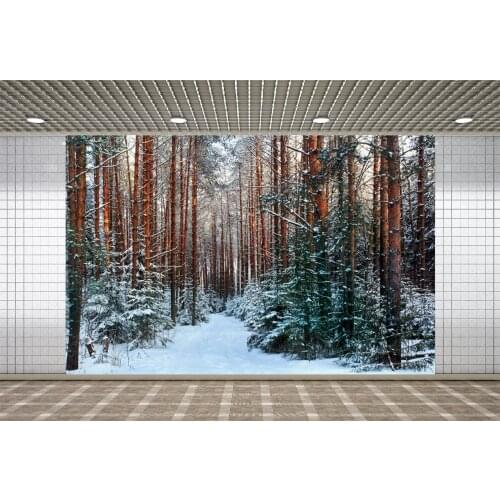 Lyavshi Winter Snow Pine Forest Nature View Child Portrait Photocall Scenic Poster Photo Backdrop Photographic Background Banner