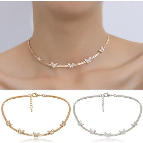 Cute Butterfly Necklace For Women Necklace Gold Chain Statement Collar Female Cocker Spaniel Best Shiny Jewelry