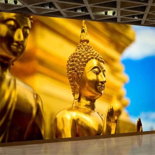 Milofi custom 3D wallpaper mural golden Buddha statue background wall decoration living room bedroom wallpaper