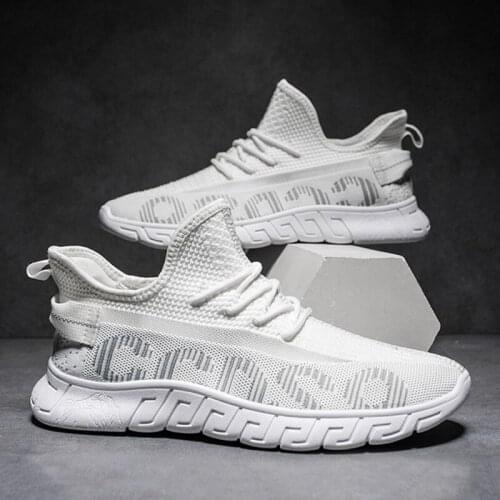 2020 spring and summer new sports shoes male flying woven non-slip breathable casual mens shoes net red driving tide shoes