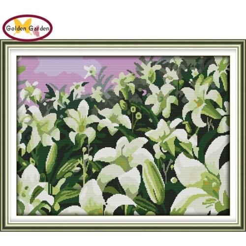 GG Lilies Joy Sunday Cross Stitch Kits Flower Style Art Needlework Sets Embroidery Design Cross Stitch Patterns for Home Decor