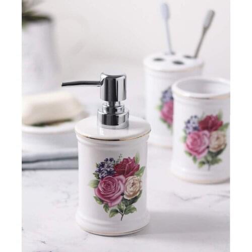 4pcs Ceramic Bathroom set flower rose bird Flamingo accessories Free shipping toilet brush toothbrush cup soap dish dispenser