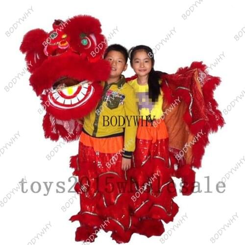 Folk Art Chinese Lion Dance Mascot Costume Pure Wool Southern Lion Dancing For Two Kids Halloween Advertising Parade Fancy Dress