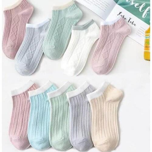 Jeseca New 5pairs/lot Mixed Colors Ankle Socks Summer Sport Fashion Funny Underwear Women Breathable Soft Cotton Lingerie