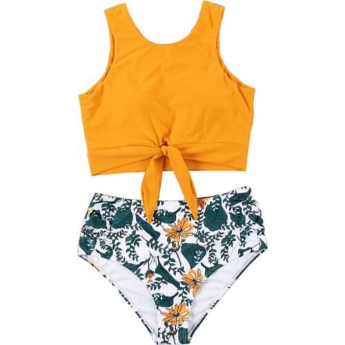 The New Two-Piece High Waist Tight-Fitting Quick-Drying Ruffles Can Wear Sexy Bikini V-Neck Floral Pattern Beachwear Women