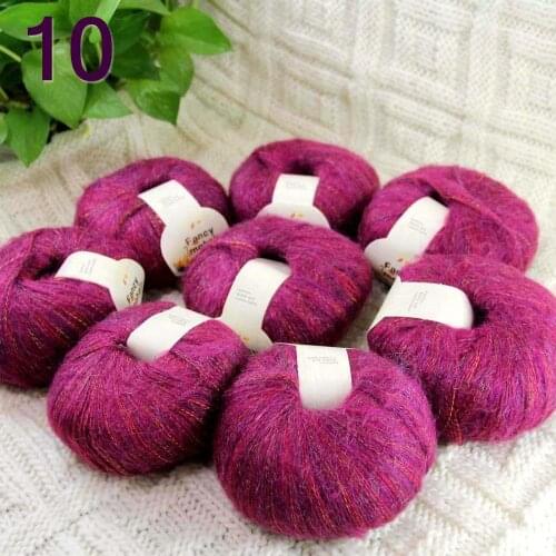 NEW Luxurious Soft 8balls*50g Crocheting & Knitting MOHAIR wool hand Yarn Knitting Rainbow Purple 823-10-8