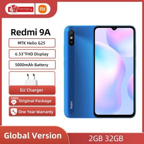 New Global Version Xiaomi Redmi 9A 9 A Smartphone 2GB 32GB MTK Helio G25 Octa Core 6.53 inch 5000mAh 13MP Camera Mobile Phones
