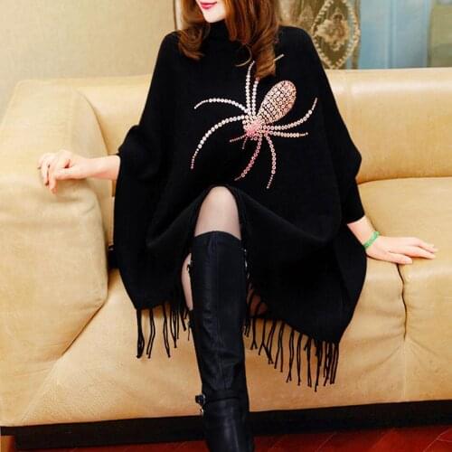New winter turtleneck tassel knit sweater bat shirt coat