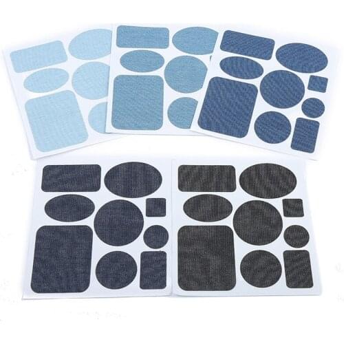 New Self-adhesive Denim Patches Clothes DIY Stripes Stick On Appliques Jeans Pants Knee Clothing Sticker Elbow Badge Jeans Patch